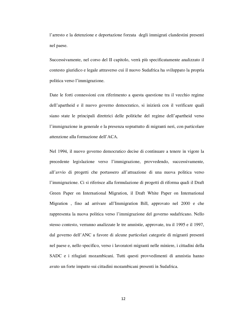 Anteprima della tesi: Sognando la Machamba. L'immigrazione mozambicana nel Sudafrica post-apartheid, Pagina 6