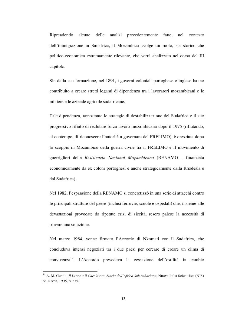 Anteprima della tesi: Sognando la Machamba. L'immigrazione mozambicana nel Sudafrica post-apartheid, Pagina 7