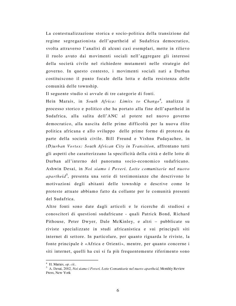 Anteprima della tesi: L'African National Congress e i nuovi movimenti sociali in Sudafrica. Il caso di Durban, Pagina 3