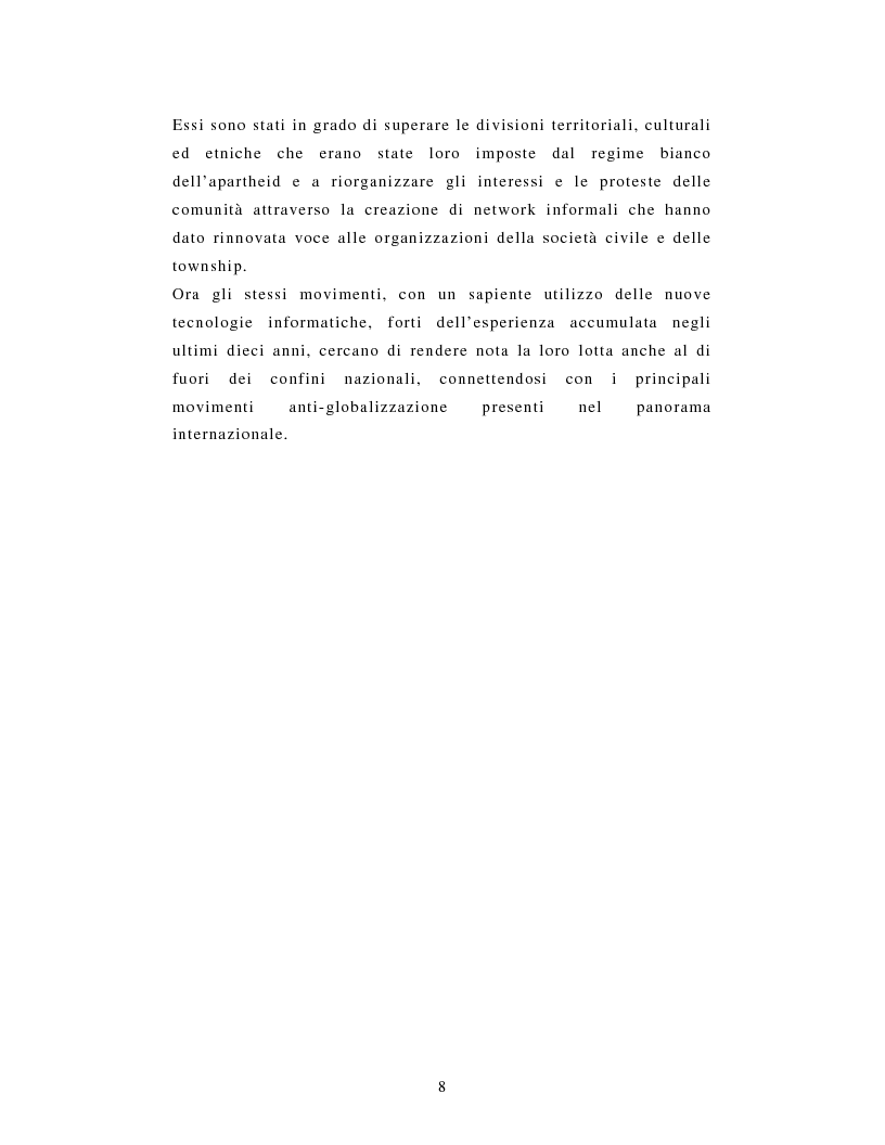 Anteprima della tesi: L'African National Congress e i nuovi movimenti sociali in Sudafrica. Il caso di Durban, Pagina 5