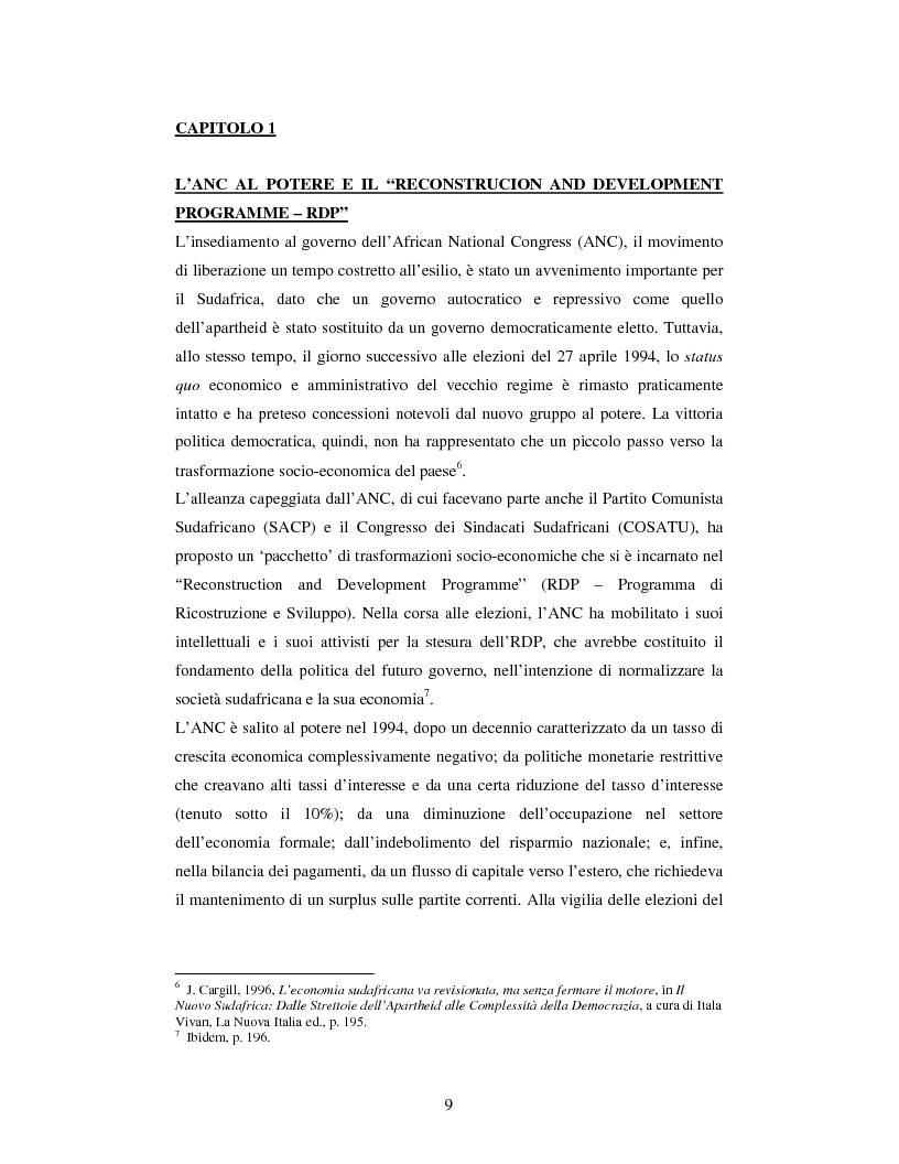 Anteprima della tesi: L'African National Congress e i nuovi movimenti sociali in Sudafrica. Il caso di Durban, Pagina 6