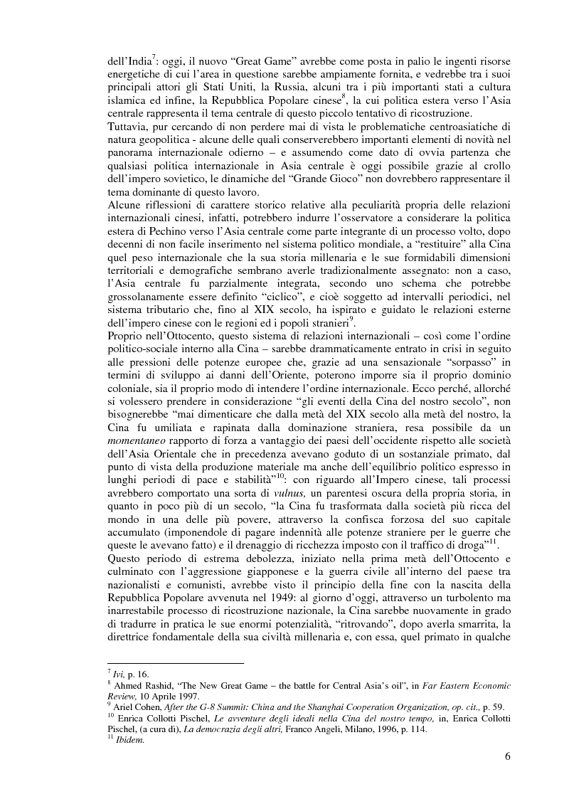 Anteprima della tesi: Cina e Asia centrale: un ''Nuovo Grande Gioco'' o un antico Dingwei?, Pagina 4