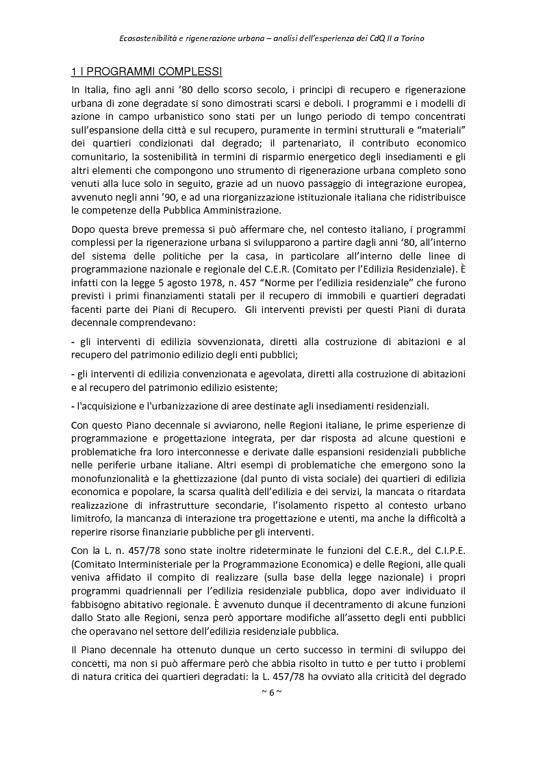 Anteprima della tesi: Ecosostenibilità e rigenerazione urbana, analisi dell’esperienza dei contratti di quartiere II a Torino, Pagina 3