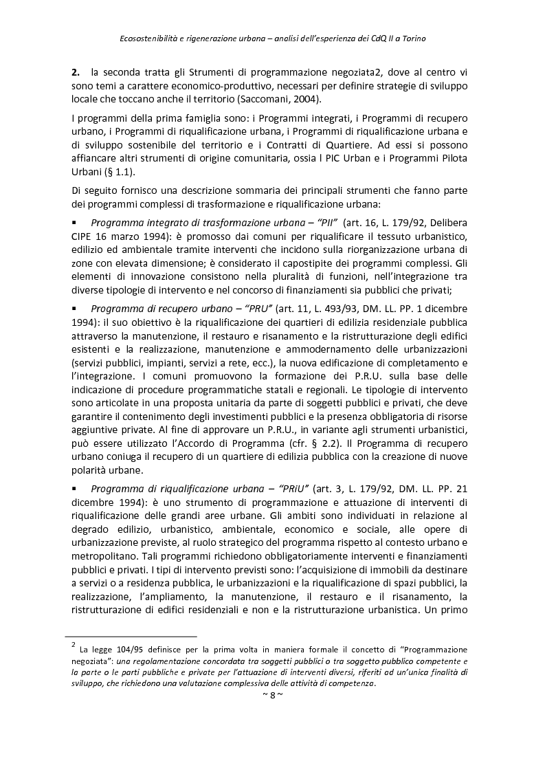 Anteprima della tesi: Ecosostenibilità e rigenerazione urbana, analisi dell’esperienza dei contratti di quartiere II a Torino, Pagina 5