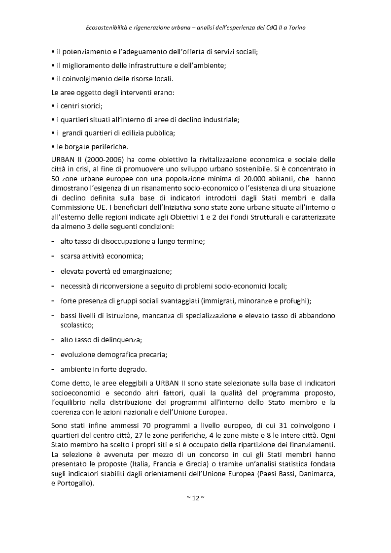 Anteprima della tesi: Ecosostenibilità e rigenerazione urbana, analisi dell’esperienza dei contratti di quartiere II a Torino, Pagina 9
