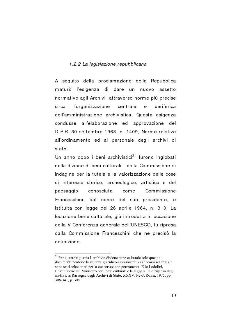 Anteprima della tesi: Strategie di gestione e valorizzazione delle risorse archivistiche locali, Pagina 10