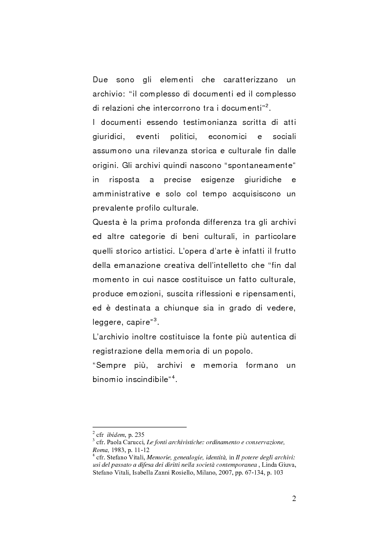 Anteprima della tesi: Strategie di gestione e valorizzazione delle risorse archivistiche locali, Pagina 2