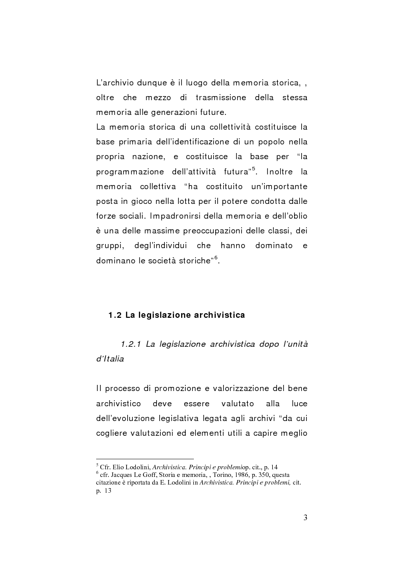 Anteprima della tesi: Strategie di gestione e valorizzazione delle risorse archivistiche locali, Pagina 3