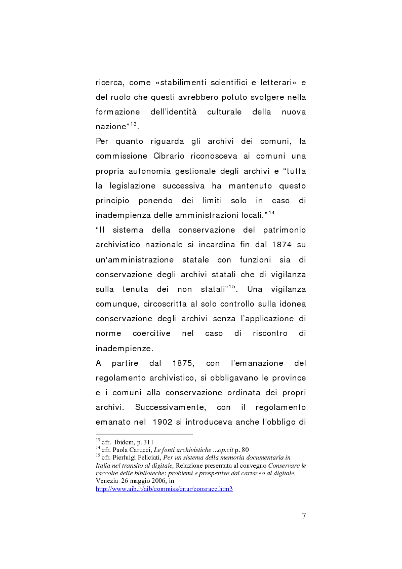 Anteprima della tesi: Strategie di gestione e valorizzazione delle risorse archivistiche locali, Pagina 7