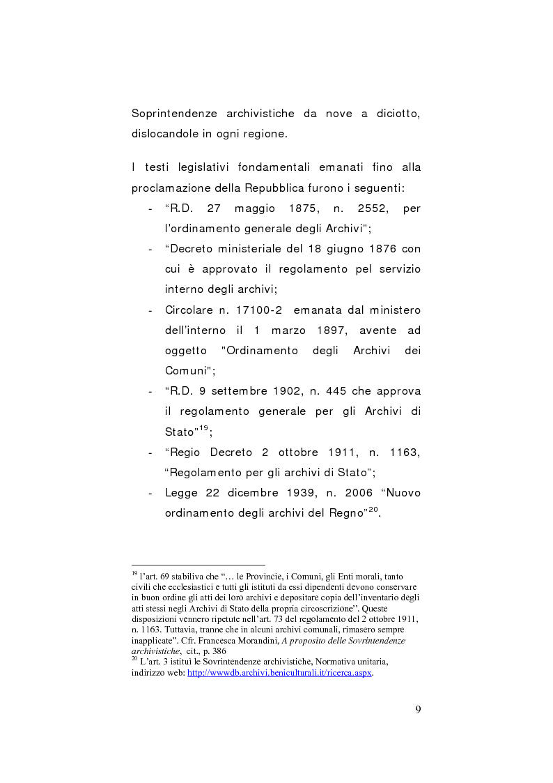 Anteprima della tesi: Strategie di gestione e valorizzazione delle risorse archivistiche locali, Pagina 9