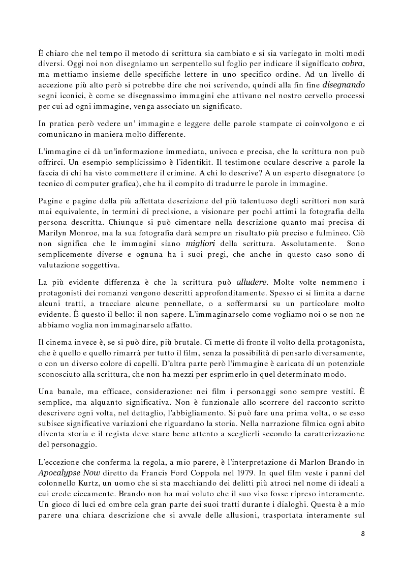 Anteprima della tesi: Il silenzio sulla pagina. Analisi delle affinità e degli interscambi fra due mezzi espressivi: il cinema e la scrittura, Pagina 6