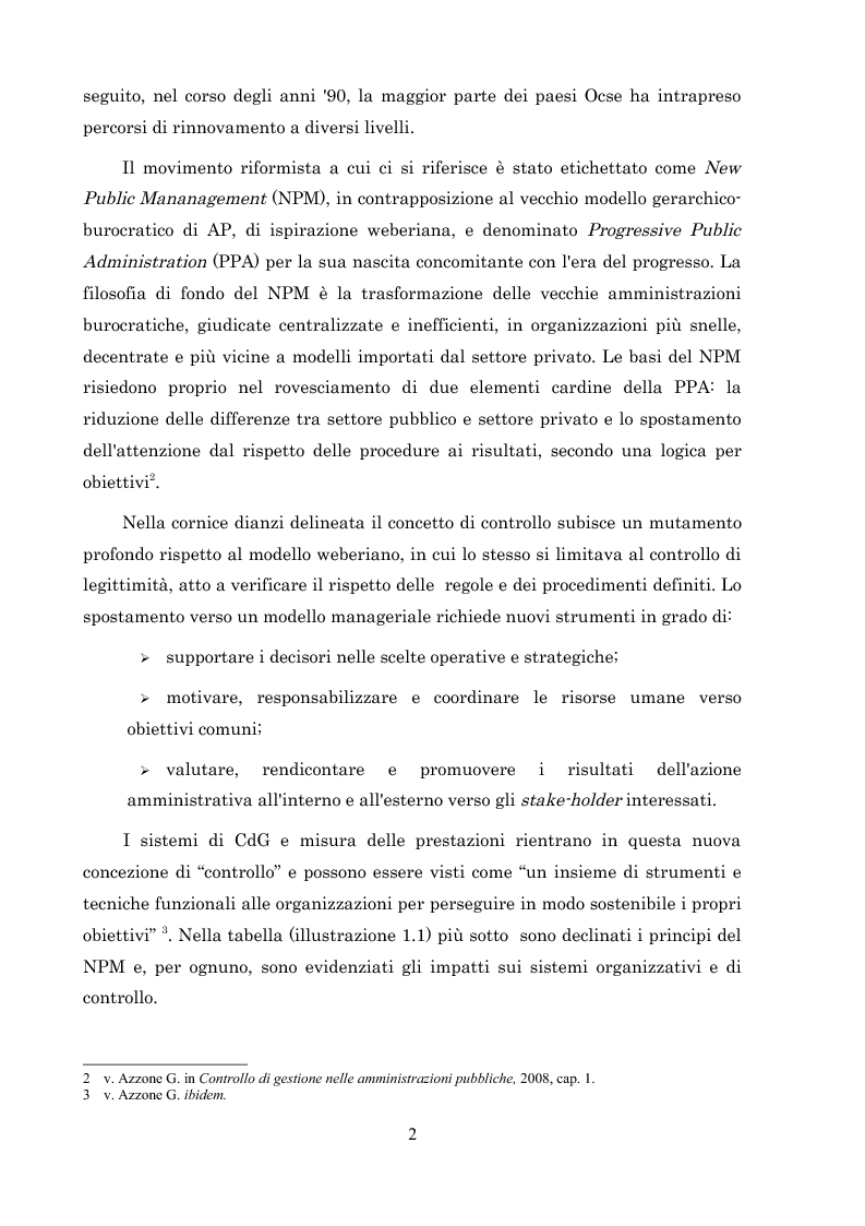 Anteprima della tesi: L'introduzione del controllo di gestione nella Provincia di Arezzo, Pagina 2