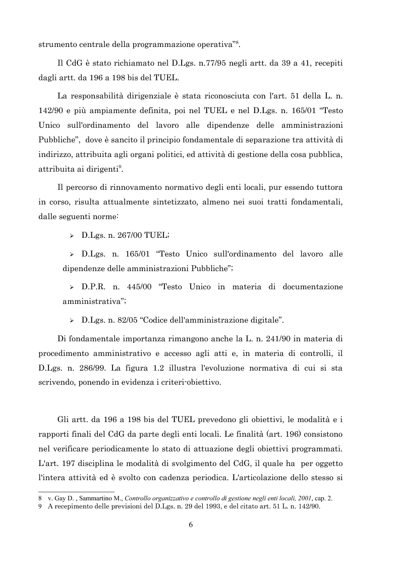 Anteprima della tesi: L'introduzione del controllo di gestione nella Provincia di Arezzo, Pagina 6