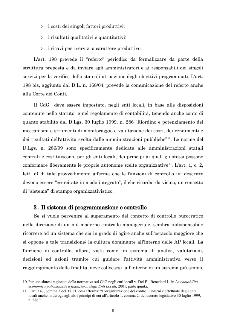 Anteprima della tesi: L'introduzione del controllo di gestione nella Provincia di Arezzo, Pagina 8