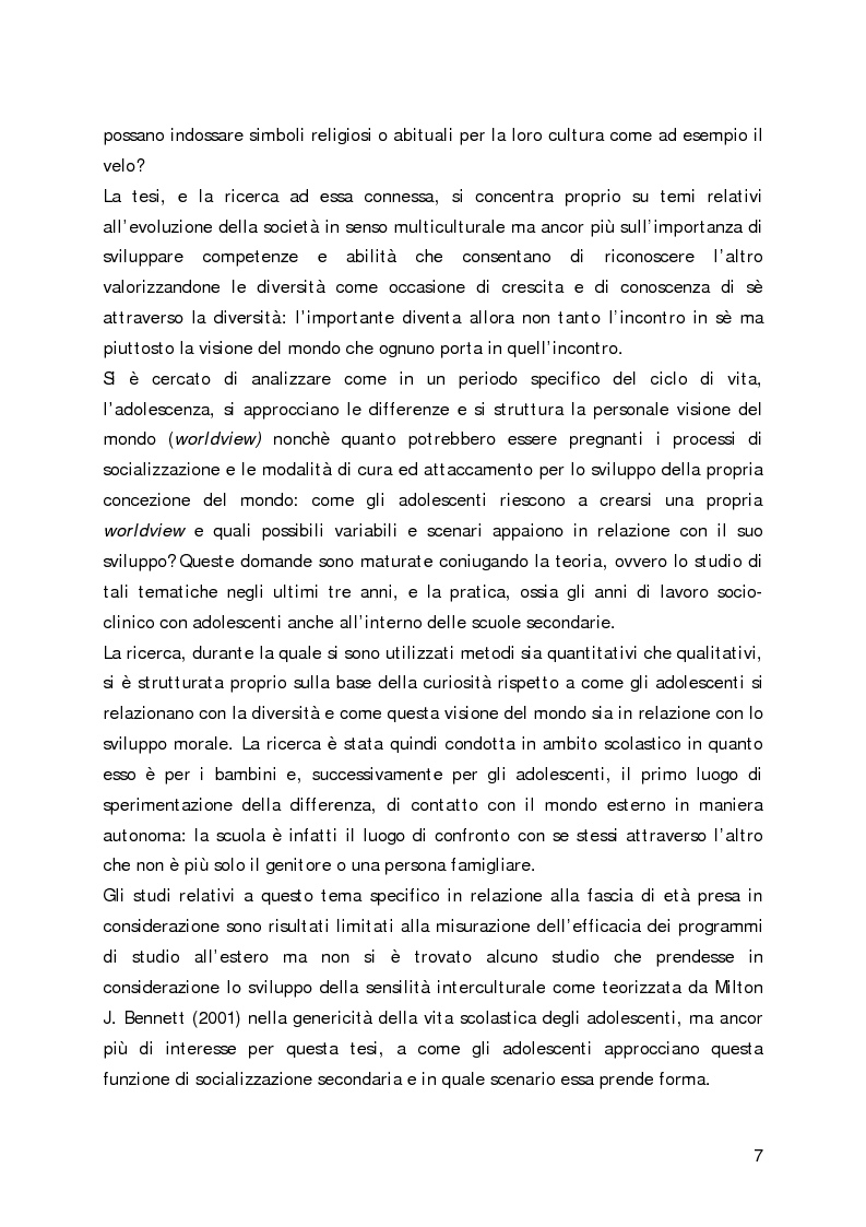 Anteprima della tesi: Lo sviluppo della sensibilità interculturale e lo sviluppo morale in adolescenza: un'analisi empirica, Pagina 3