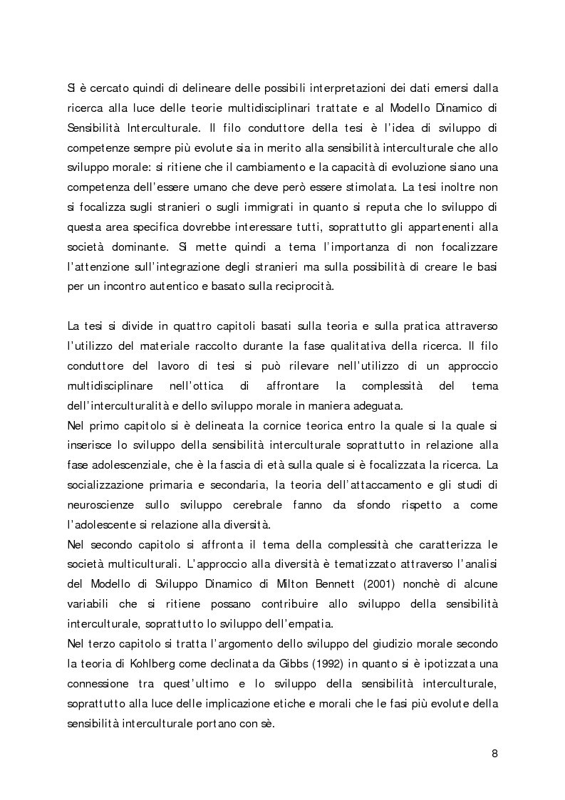 Anteprima della tesi: Lo sviluppo della sensibilità interculturale e lo sviluppo morale in adolescenza: un'analisi empirica, Pagina 4