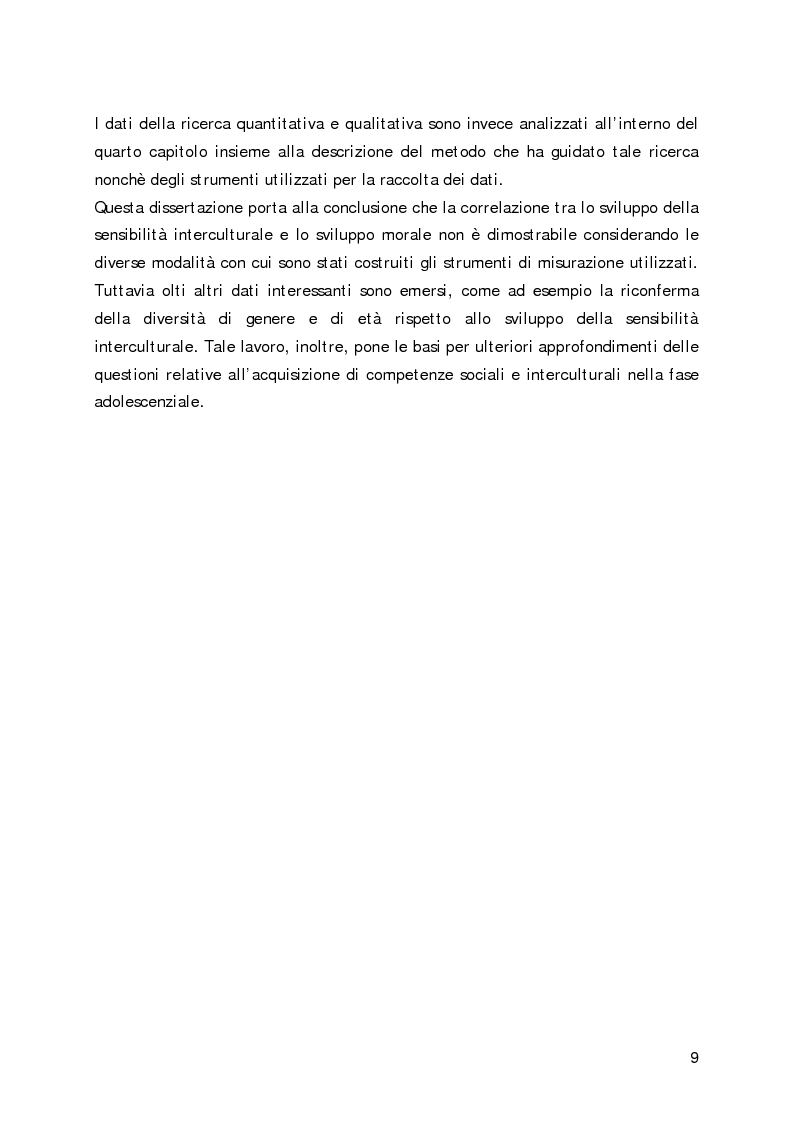 Anteprima della tesi: Lo sviluppo della sensibilità interculturale e lo sviluppo morale in adolescenza: un'analisi empirica, Pagina 5
