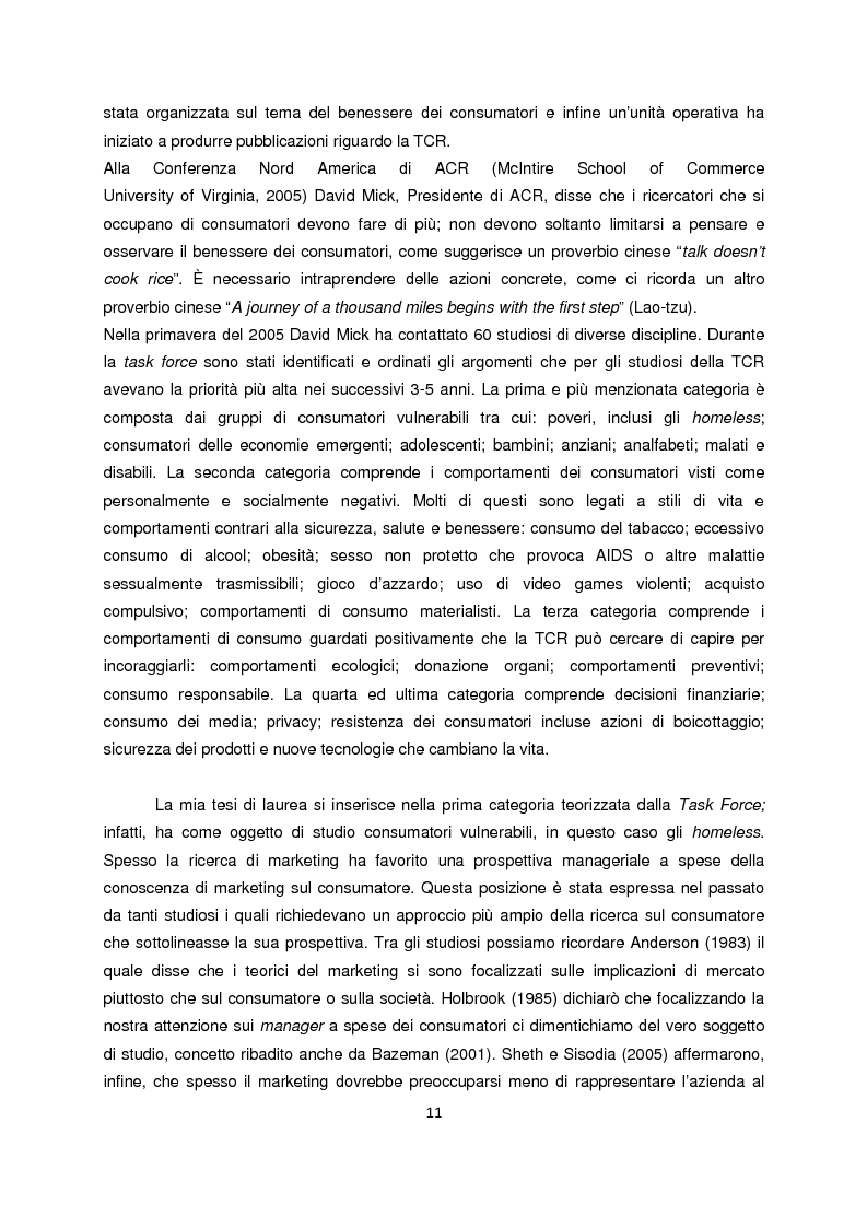 Anteprima della tesi: Persone senza dimora: cultura, consumi e relazioni con i mercati, Pagina 3