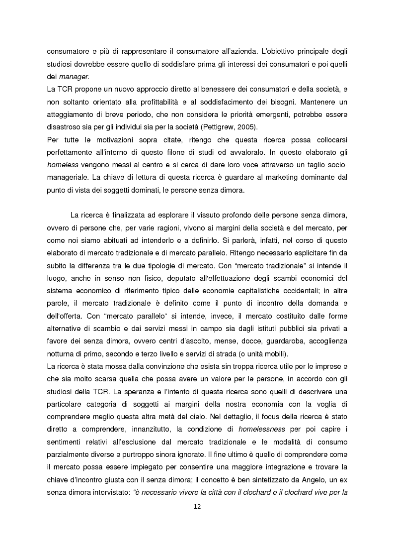 Anteprima della tesi: Persone senza dimora: cultura, consumi e relazioni con i mercati, Pagina 4
