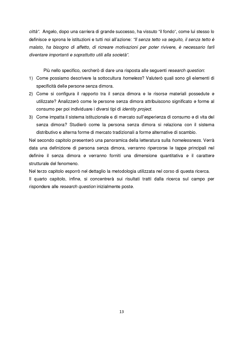 Anteprima della tesi: Persone senza dimora: cultura, consumi e relazioni con i mercati, Pagina 5