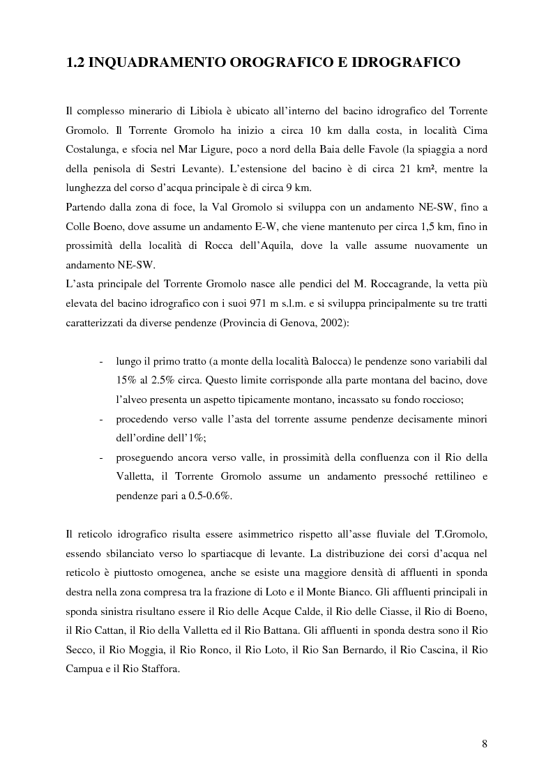 Anteprima della tesi: Indagini mineralogiche per la caratterizzazione della discarica mineraria della miniera di solfuri di ferro e rame di Libiola (Sestri Levante, Genova), Pagina 4