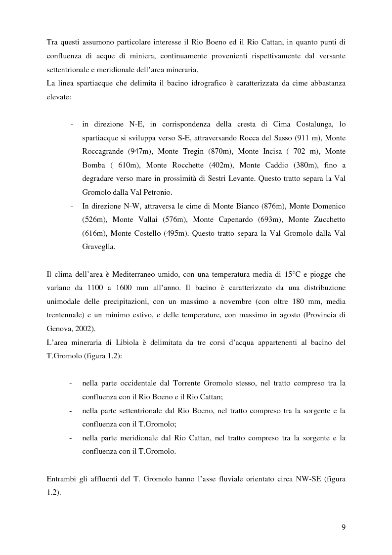 Anteprima della tesi: Indagini mineralogiche per la caratterizzazione della discarica mineraria della miniera di solfuri di ferro e rame di Libiola (Sestri Levante, Genova), Pagina 5