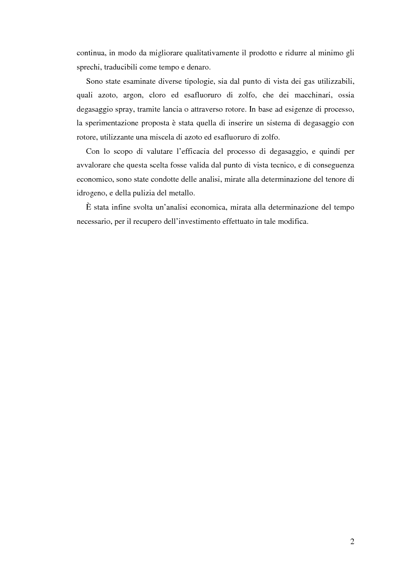 Anteprima della tesi: Sistema di degasaggio e filtrazione in linea per un impianto di colata continua di alluminio, Pagina 2