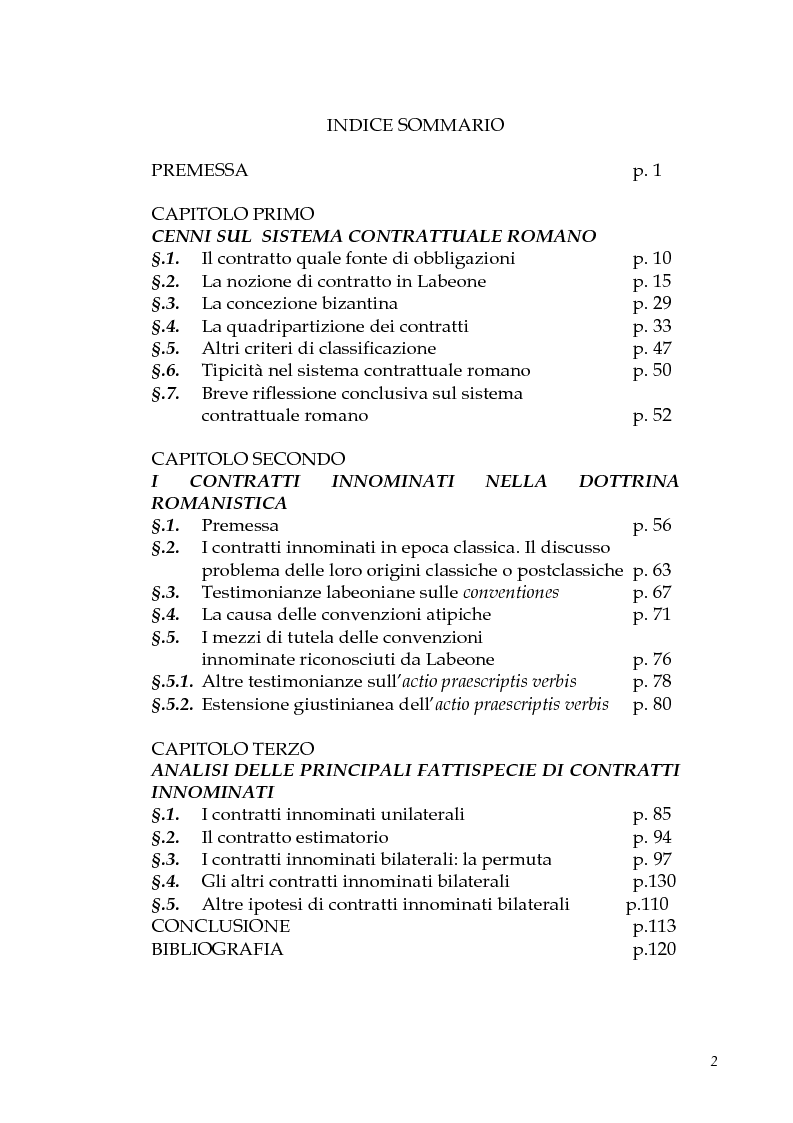 Indice della tesi: I contratti atipici nella recente dottrina romanistica, Pagina 1
