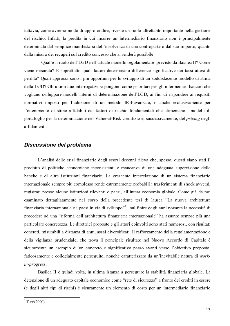 Anteprima della tesi: Prevedere la Loss Given Default nelle banche: fattori rilevanti e downturn LGD. Il caso di Banca Popolare di Sondrio., Pagina 3