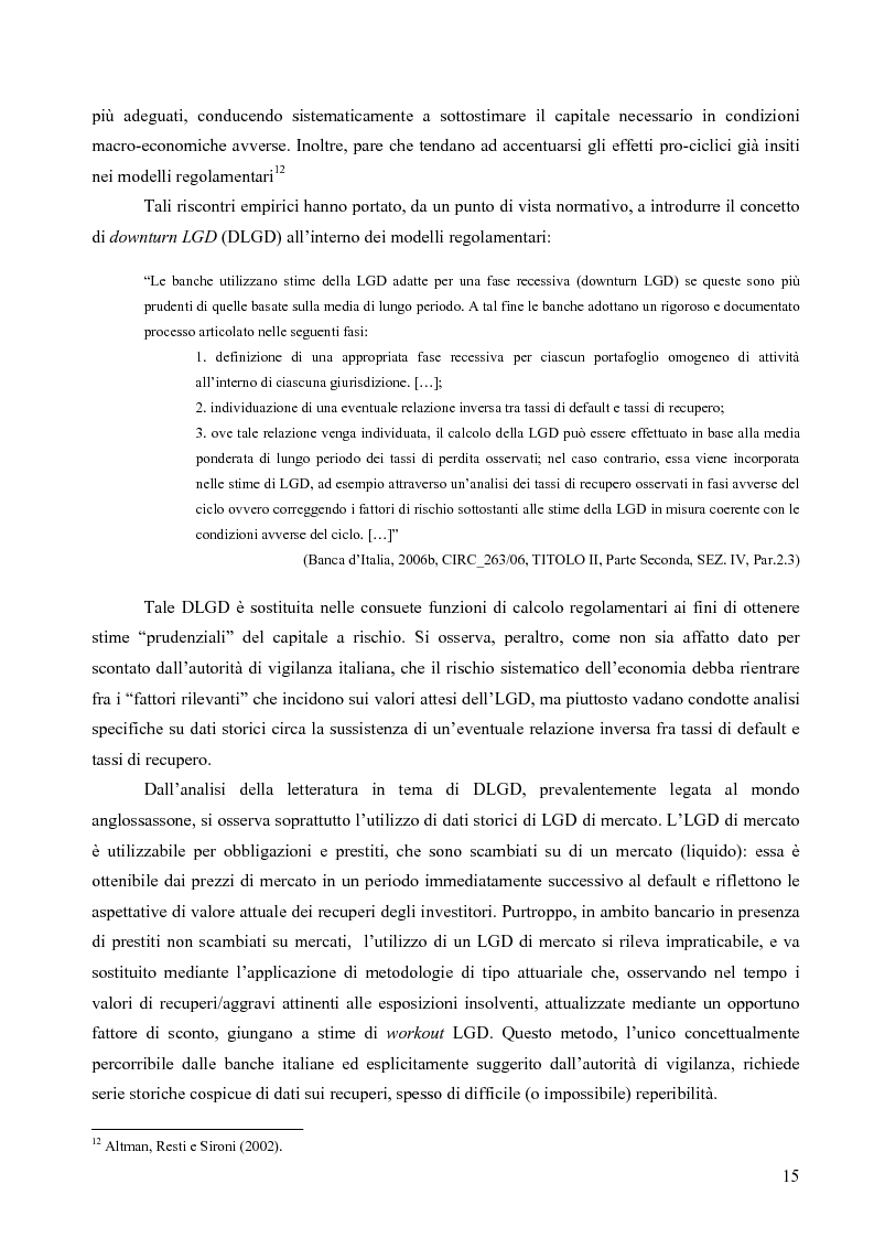 Anteprima della tesi: Prevedere la Loss Given Default nelle banche: fattori rilevanti e downturn LGD. Il caso di Banca Popolare di Sondrio., Pagina 5
