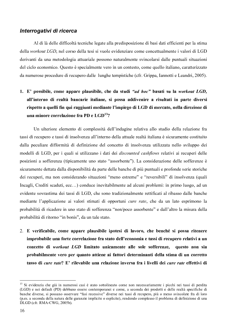 Anteprima della tesi: Prevedere la Loss Given Default nelle banche: fattori rilevanti e downturn LGD. Il caso di Banca Popolare di Sondrio., Pagina 6