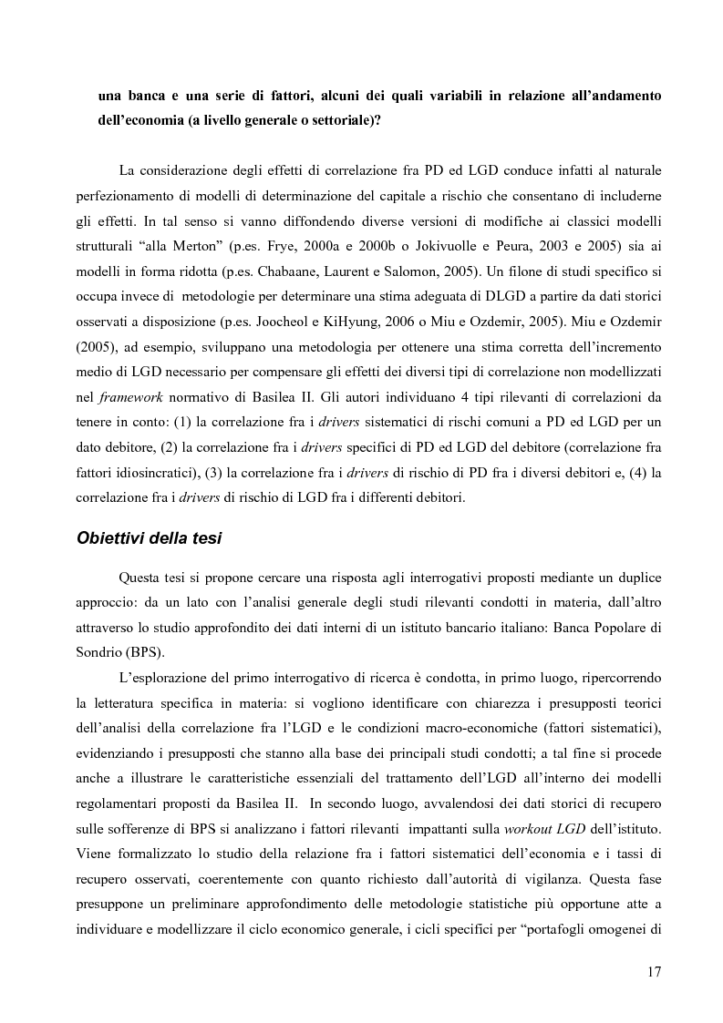 Anteprima della tesi: Prevedere la Loss Given Default nelle banche: fattori rilevanti e downturn LGD. Il caso di Banca Popolare di Sondrio., Pagina 7