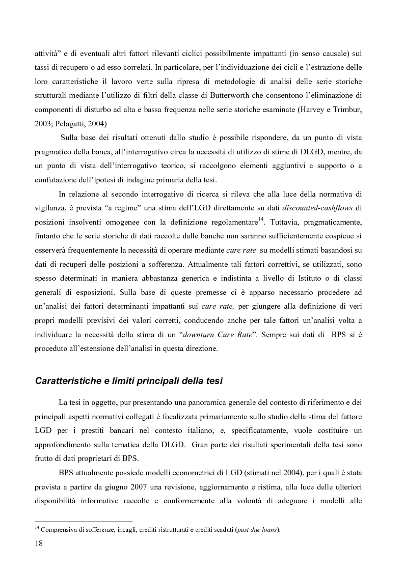 Anteprima della tesi: Prevedere la Loss Given Default nelle banche: fattori rilevanti e downturn LGD. Il caso di Banca Popolare di Sondrio., Pagina 8