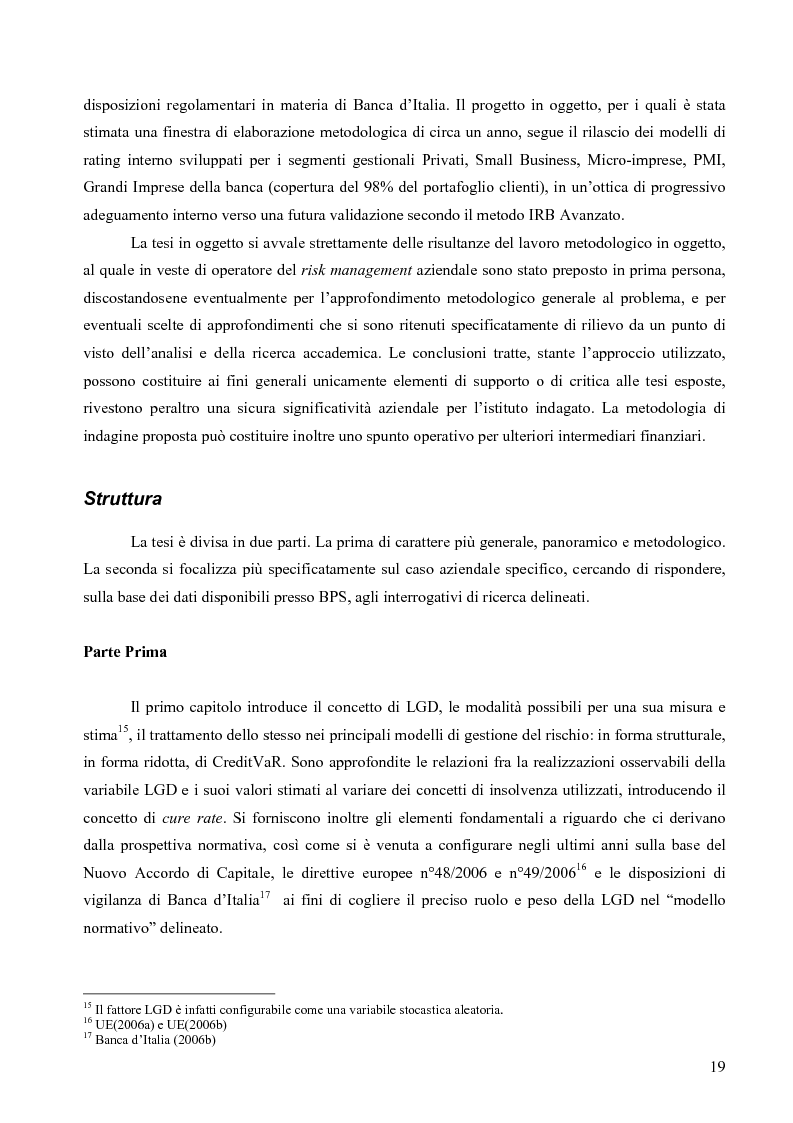 Anteprima della tesi: Prevedere la Loss Given Default nelle banche: fattori rilevanti e downturn LGD. Il caso di Banca Popolare di Sondrio., Pagina 9
