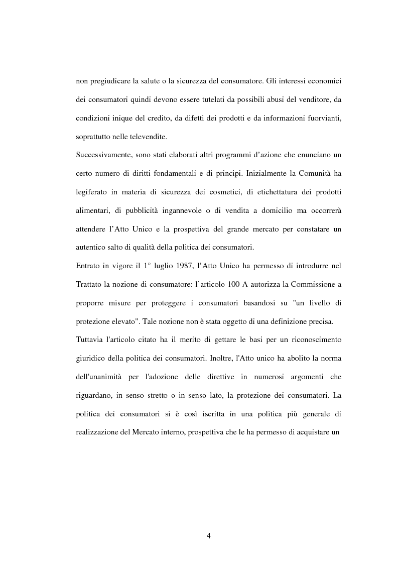 Anteprima della tesi: La tutela dei consumatori nell'UE: la strategia 2007-2013, Pagina 4