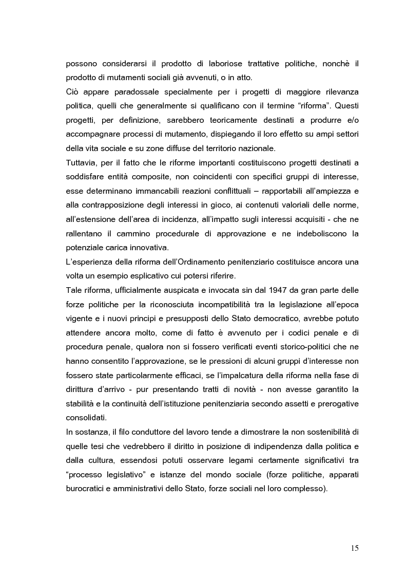 Anteprima della tesi: Il processo di formazione delle norme legislative tra stabilità e mutamento: il caso della riforma penitenziaria, Pagina 11