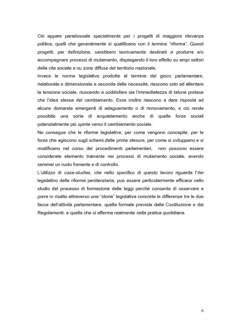 Anteprima della tesi: Il processo di formazione delle norme legislative tra stabilità e mutamento: il caso della riforma penitenziaria, Pagina 2