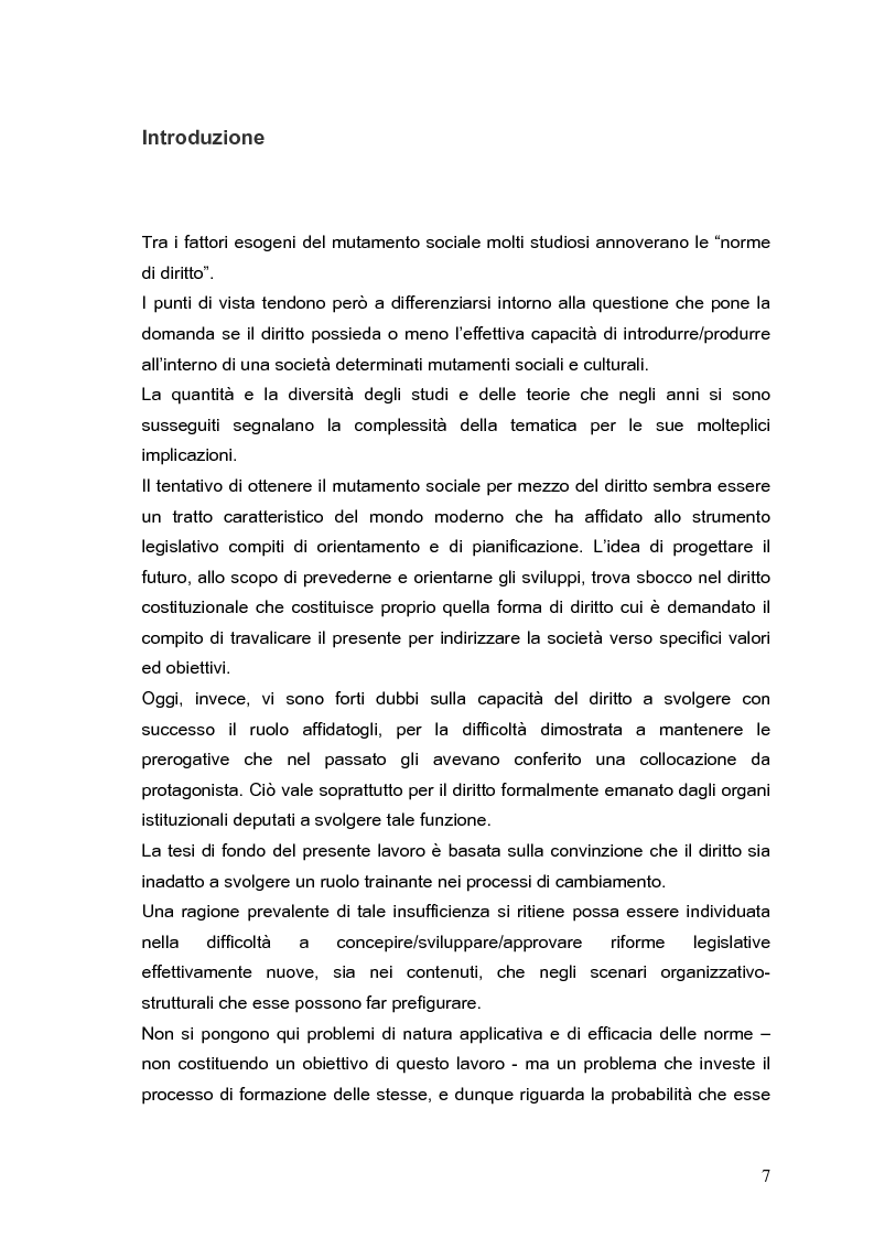 Anteprima della tesi: Il processo di formazione delle norme legislative tra stabilità e mutamento: il caso della riforma penitenziaria, Pagina 3