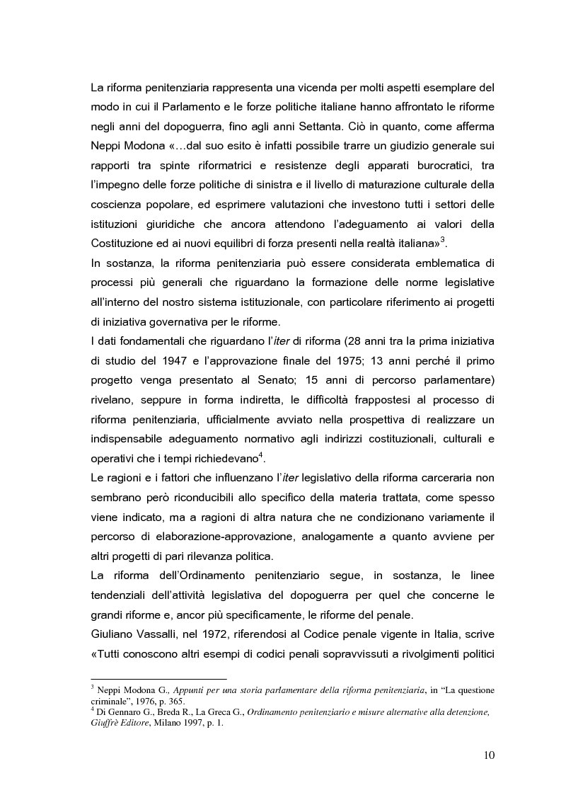 Anteprima della tesi: Il processo di formazione delle norme legislative tra stabilità e mutamento: il caso della riforma penitenziaria, Pagina 6