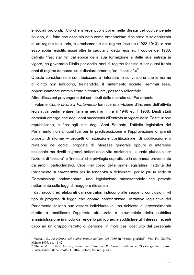 Anteprima della tesi: Il processo di formazione delle norme legislative tra stabilità e mutamento: il caso della riforma penitenziaria, Pagina 7