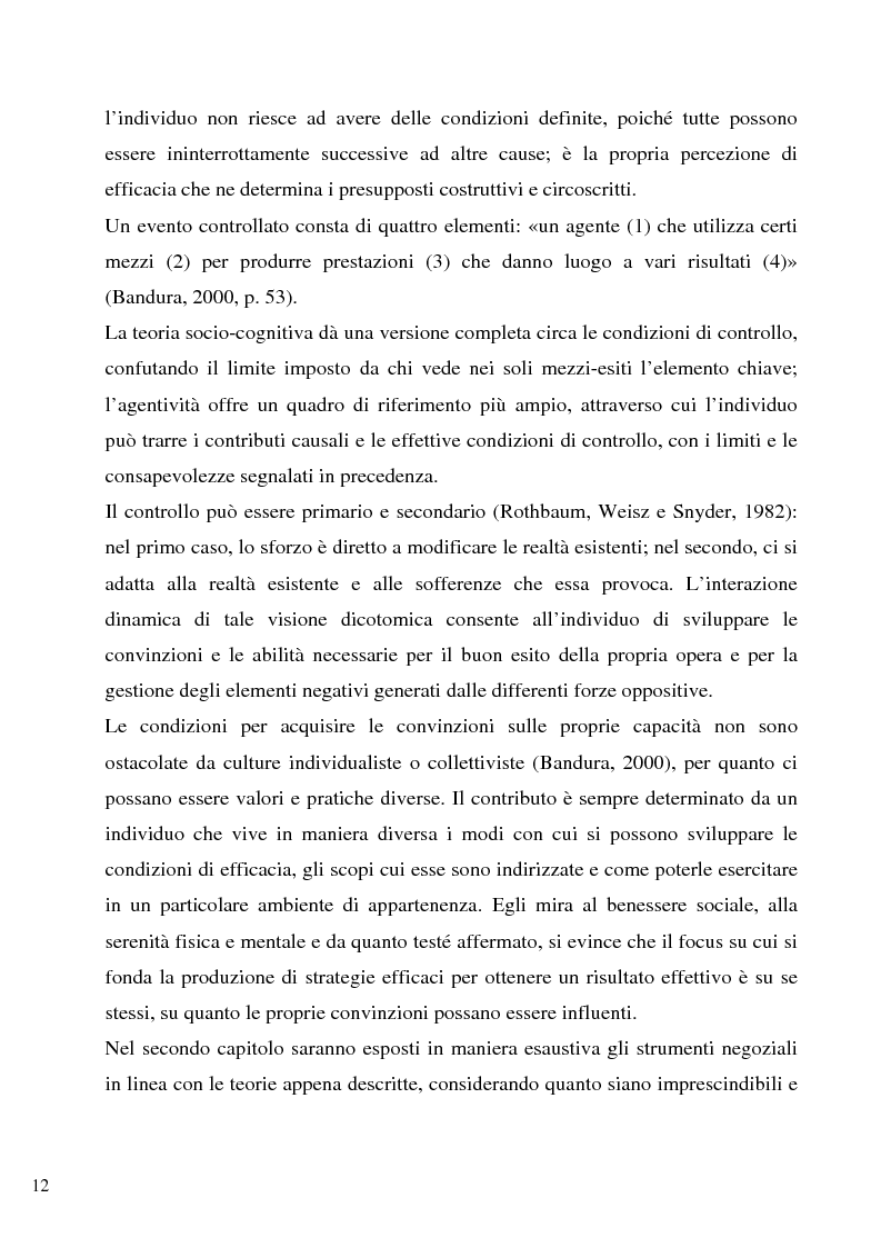 Anteprima della tesi: Senso d'autoefficacia e negoziazione - Esempio di un’agenzia del lavoro nel rapporto col cliente: dalla presentazione alla visita, Pagina 10