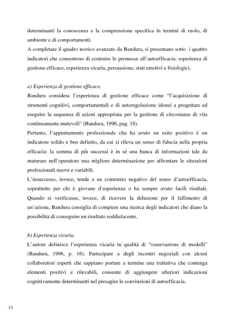 Anteprima della tesi: Senso d'autoefficacia e negoziazione - Esempio di un’agenzia del lavoro nel rapporto col cliente: dalla presentazione alla visita, Pagina 11