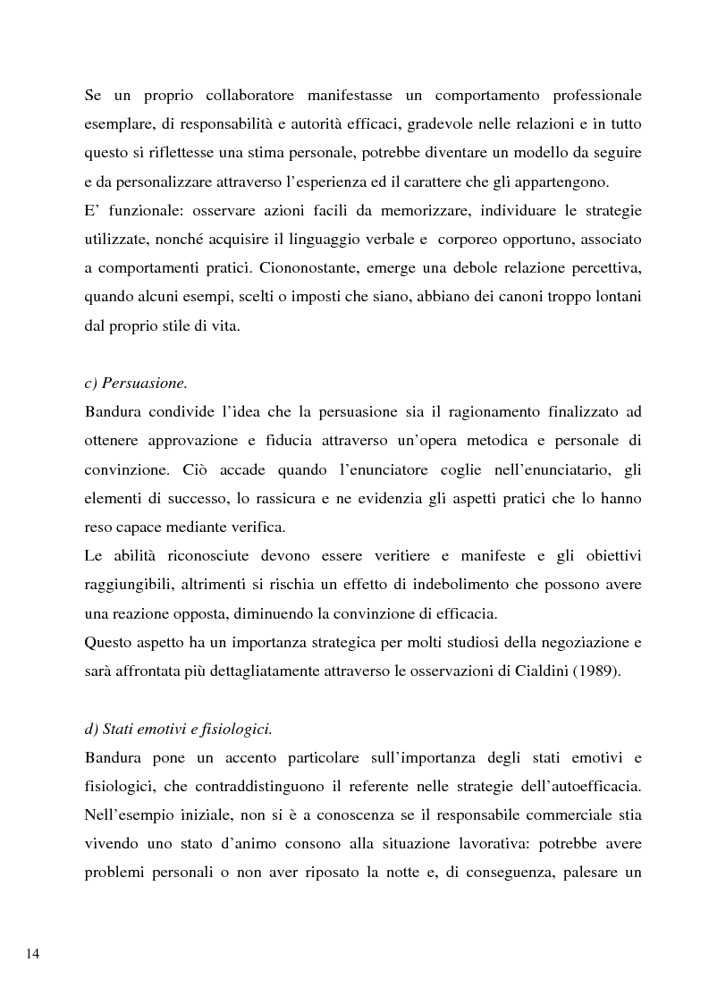 Anteprima della tesi: Senso d'autoefficacia e negoziazione - Esempio di un’agenzia del lavoro nel rapporto col cliente: dalla presentazione alla visita, Pagina 12