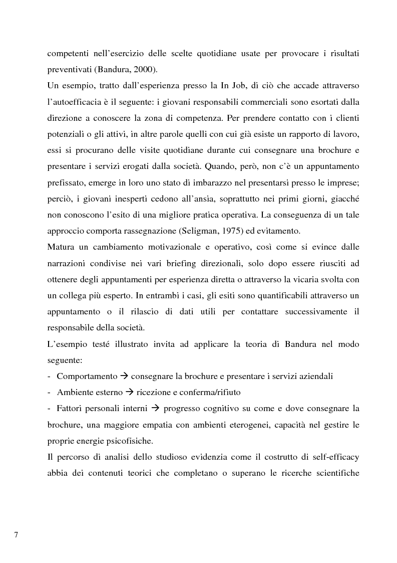 Anteprima della tesi: Senso d'autoefficacia e negoziazione - Esempio di un’agenzia del lavoro nel rapporto col cliente: dalla presentazione alla visita, Pagina 5
