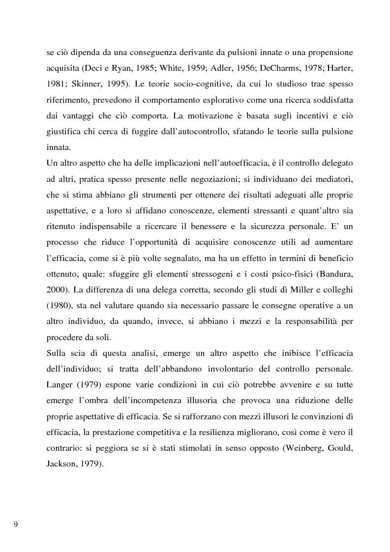 Anteprima della tesi: Senso d'autoefficacia e negoziazione - Esempio di un’agenzia del lavoro nel rapporto col cliente: dalla presentazione alla visita, Pagina 7