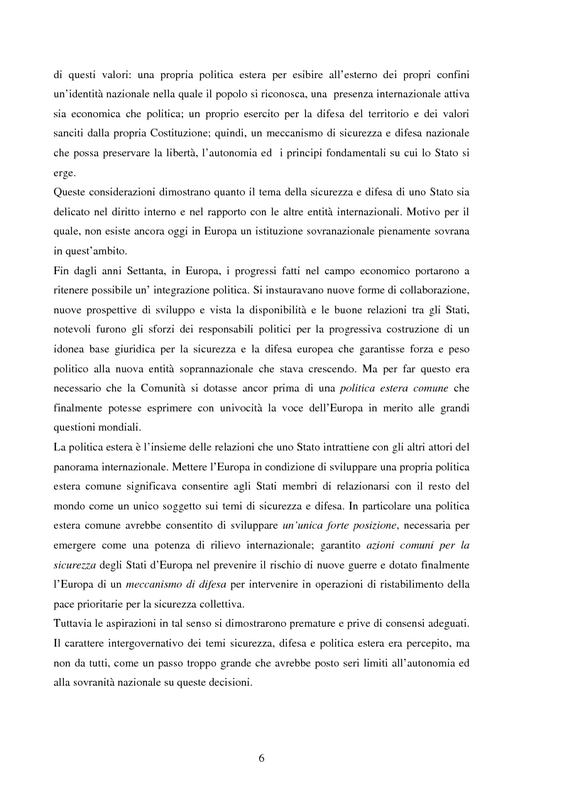 Anteprima della tesi: La Politica Europea di Sicurezza e di Difesa. Dal fallimento della CED al trattato di Lisbona e prospettive di evoluzione., Pagina 6