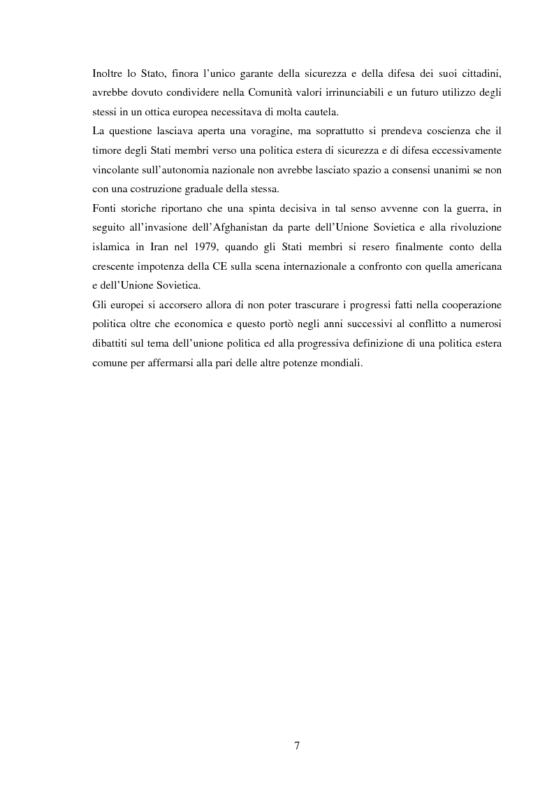 Anteprima della tesi: La Politica Europea di Sicurezza e di Difesa. Dal fallimento della CED al trattato di Lisbona e prospettive di evoluzione., Pagina 7