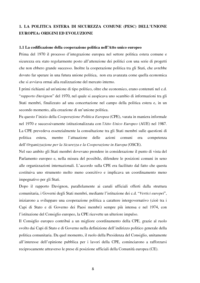 Anteprima della tesi: La Politica Europea di Sicurezza e di Difesa. Dal fallimento della CED al trattato di Lisbona e prospettive di evoluzione., Pagina 8