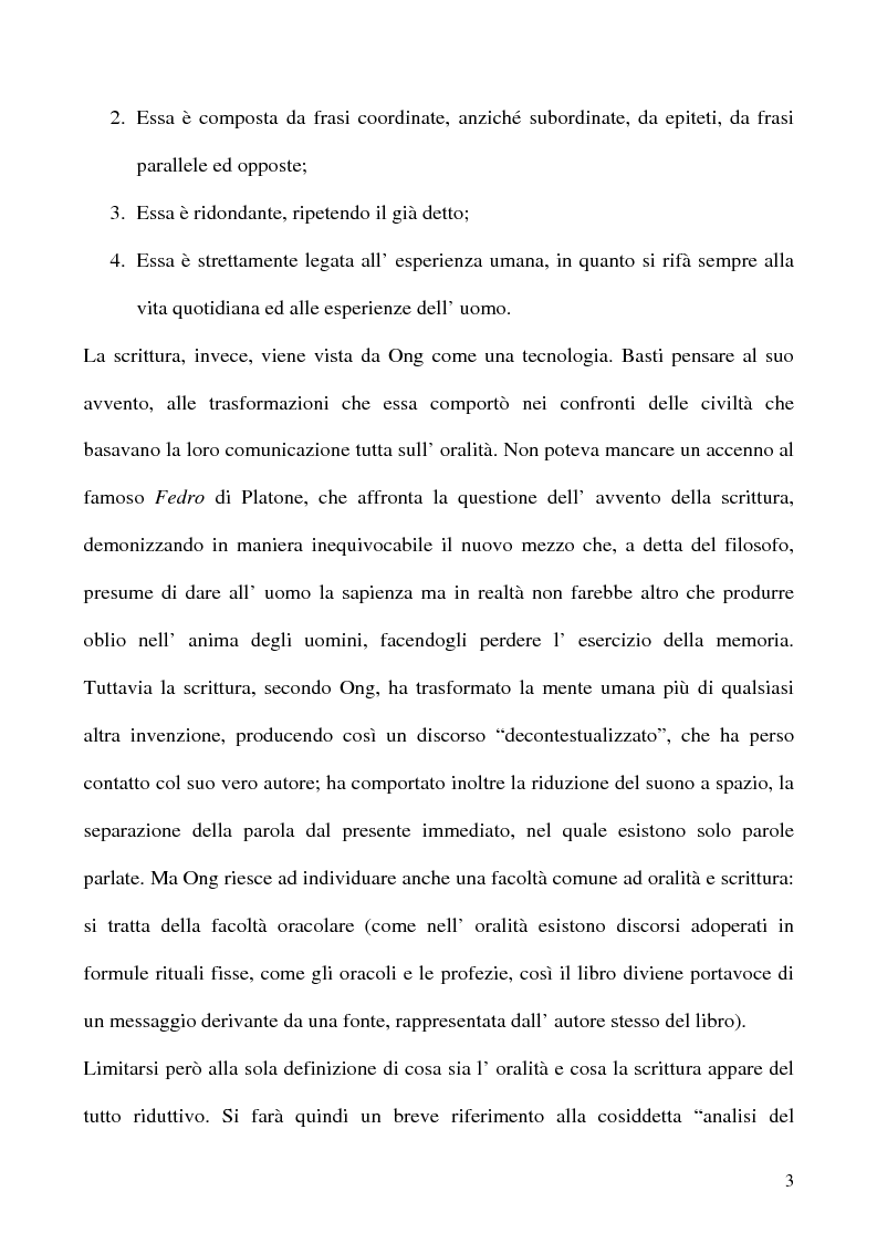 Anteprima della tesi: Scrivere il parlato. Come la scrittura parla dell'oralità attraverso la metafora., Pagina 2