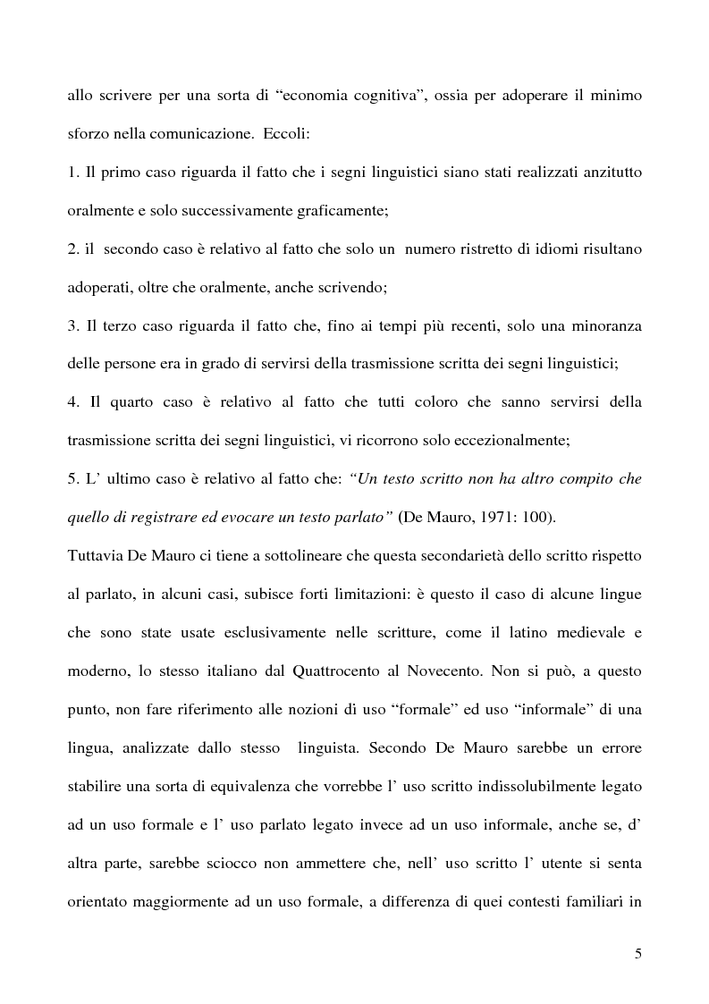 Anteprima della tesi: Scrivere il parlato. Come la scrittura parla dell'oralità attraverso la metafora., Pagina 4